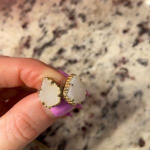 Drusy white and gold Kendra Scott studs